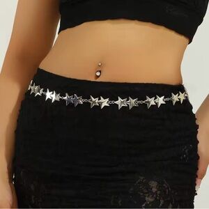 Silver Star Chain Belt for Women